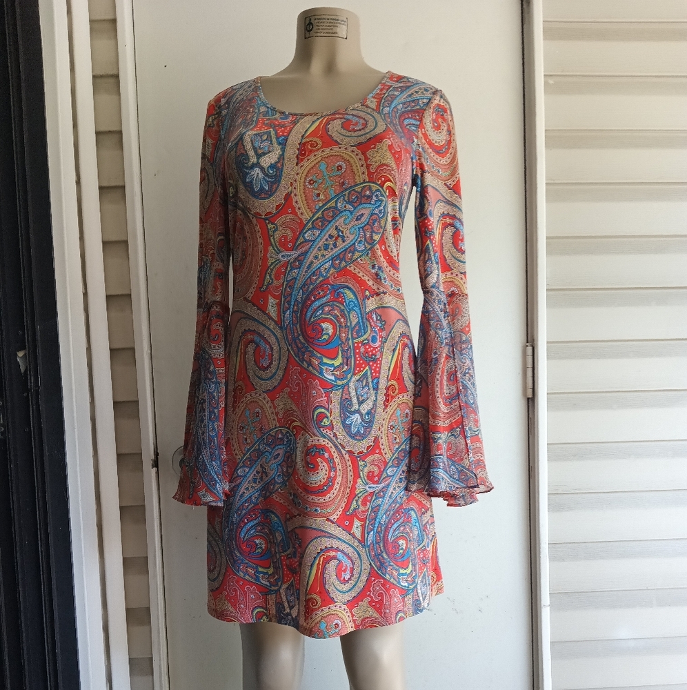 MSK Multicolor Paisley Long Sleeve Dress